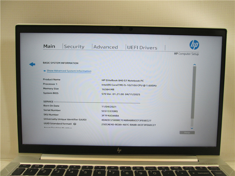 HP EliteBook 840 G7 Laptop i5-10210U 16GB 256GB SSD Windows 10 COA Grade C