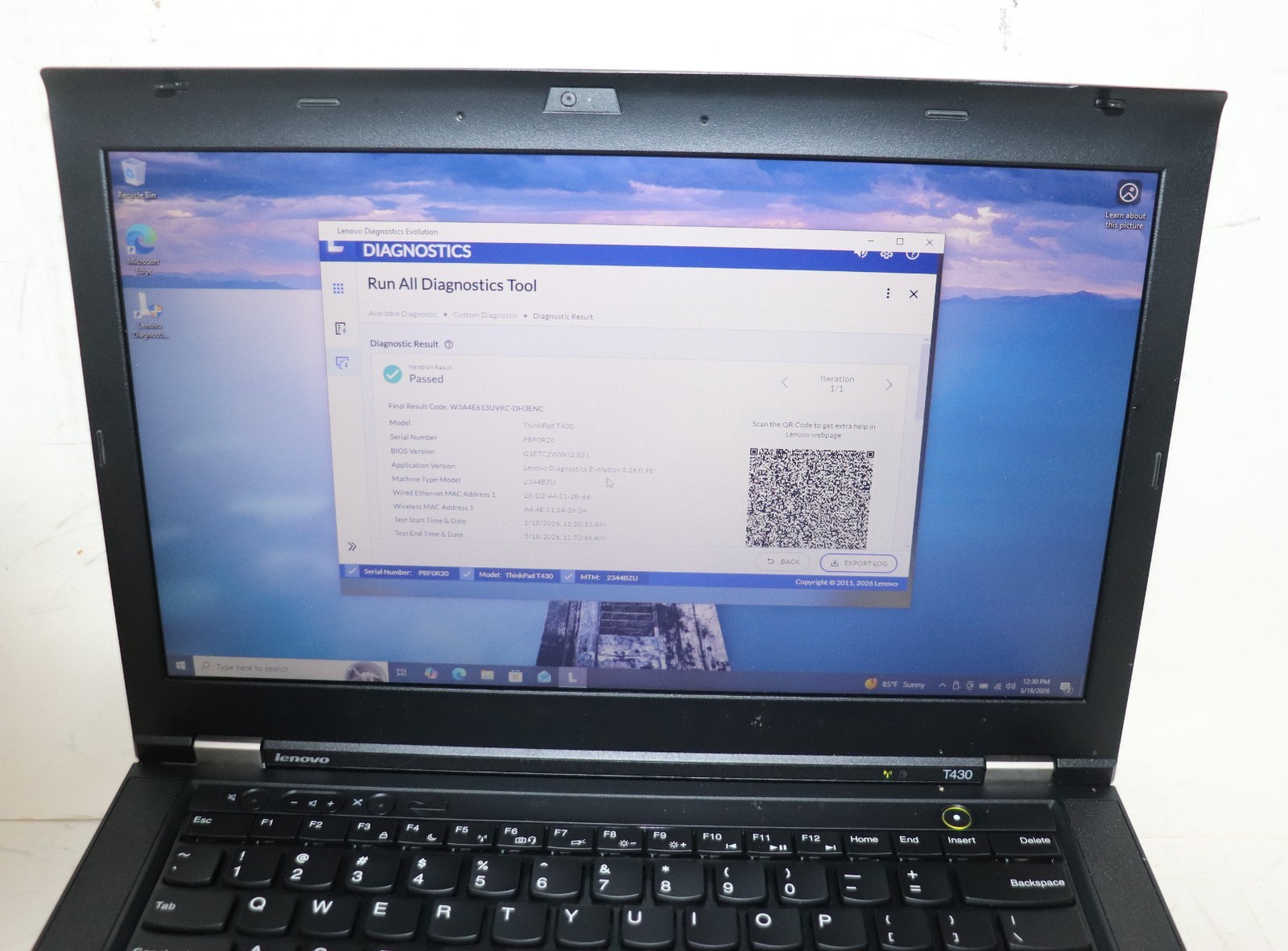 Lenovo ThinkPad T430|Core i5@2.60 GHz|8GB RAM|256GB SSD|WIN10. PROF|Webcam