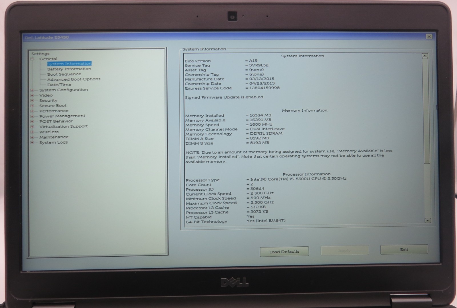 Dell Latitude E5450 _ i5-5300U @ 2.3 _ 16GB RAM _ No SSD / OS