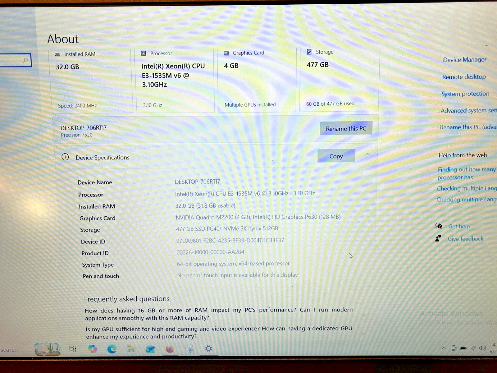 Dell Precision 7520 Business Gaming Laptop Xeon 3.1Ghz 32GB NVIDIA Quadro M2200