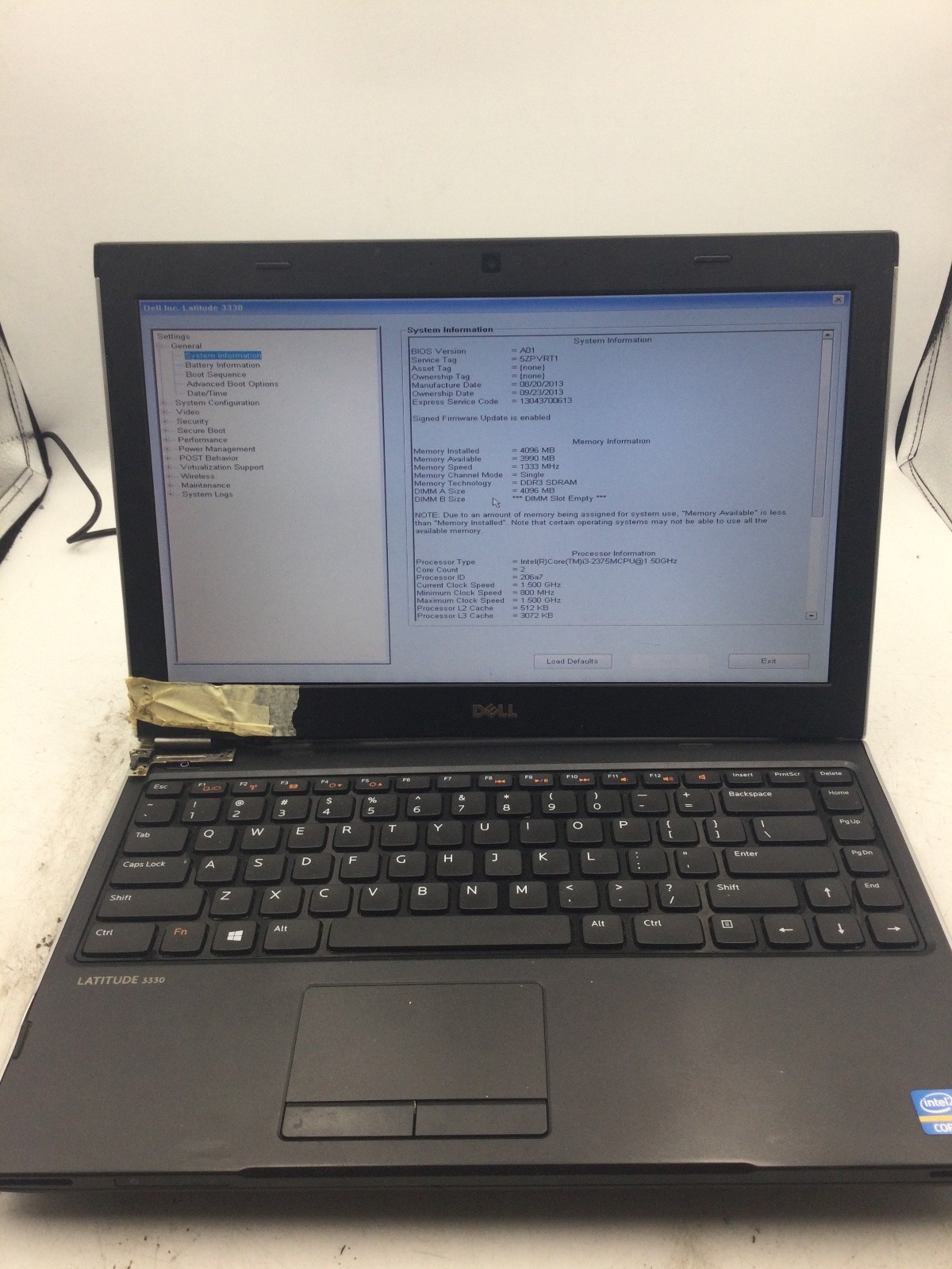 DELL LATITUDE 3330 – BOOTS TO BIOS – INTEL I3 2375M – 4GB RAM – READ DESC – BB!!