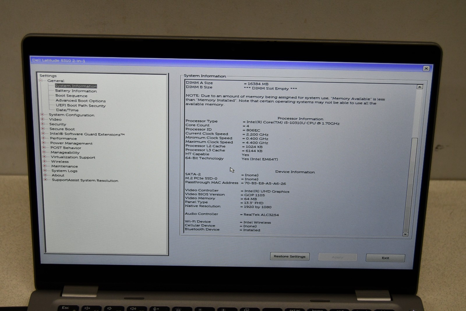 ^ Dell Latitude 5310 2 IN 1 13.3″ Laptop i5-10310U @ 1.70GHz 16GB Ram No #X6501