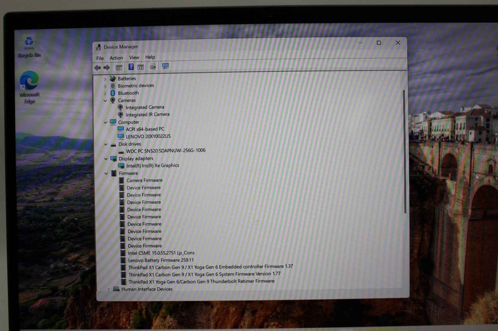 14″Lenovo ThinkPad X1 Gen 6 i5-1135G7 2.40GHz RAM 8GB NVMe 256GB/Screen issue