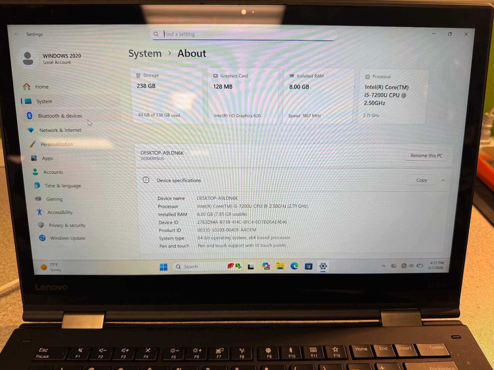 LENOVO THINKPAD X1 YOGA 2nd Generation