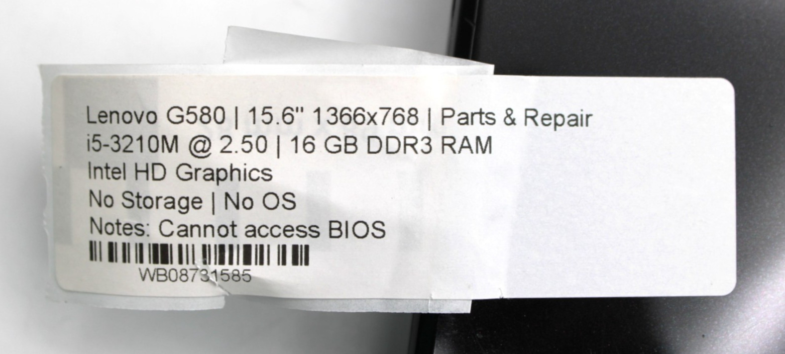 Lenovo IdeaPad G580 i5-3210M@2.5GHz 16GB DDR3 NO STORAGE OR OS *PARTS/REPAIR*