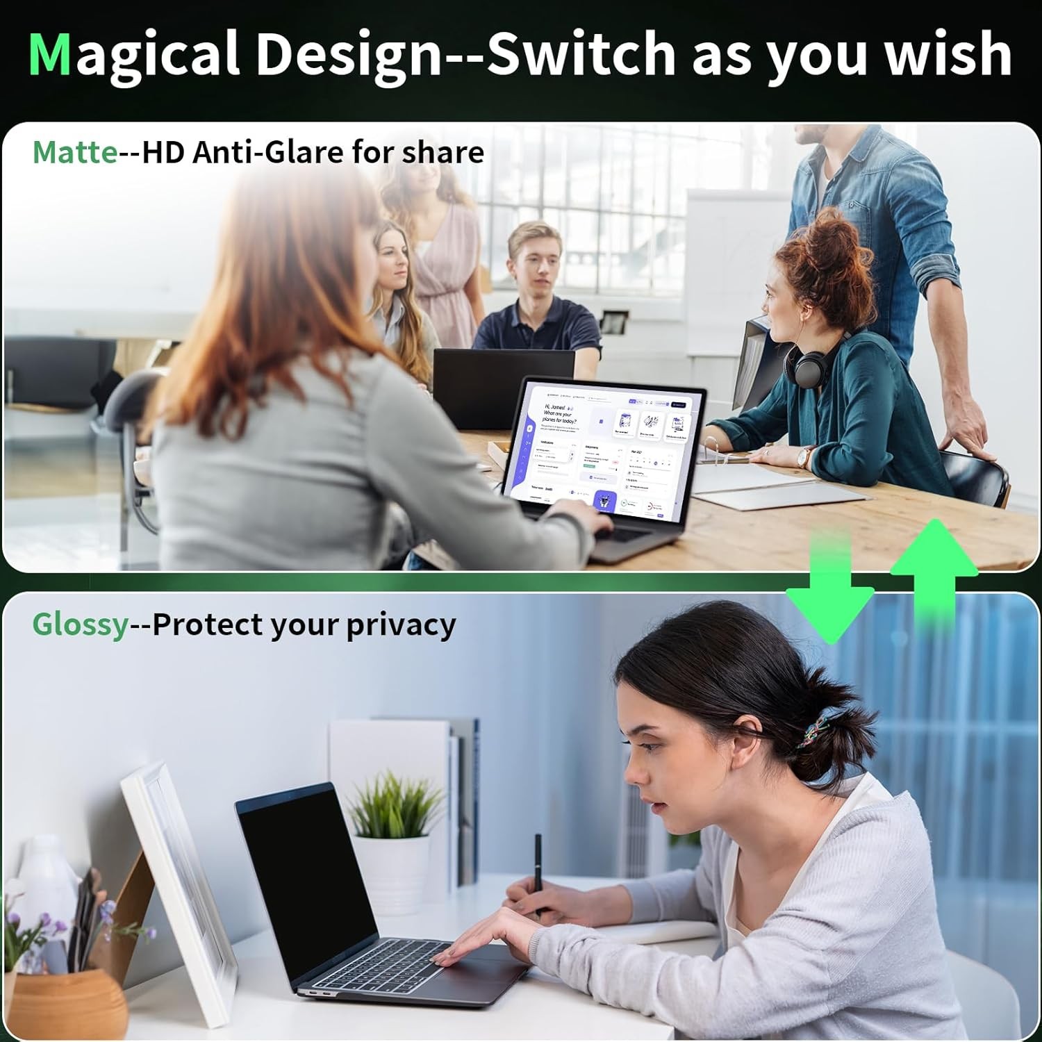 Laptop Privacy Screen 13.3 Inch, Anti-Glare Blue Light Monitor Protector 16:9