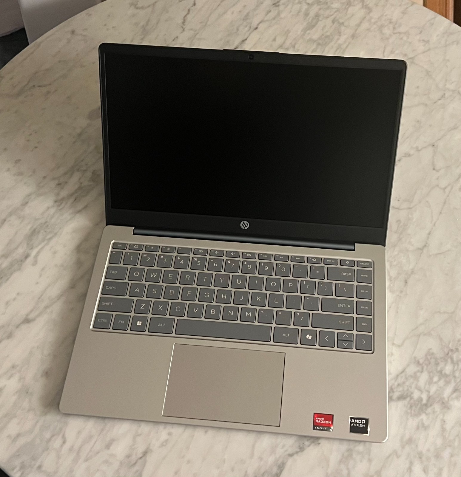 Silver/Blue HP 14-Inch Laptop | AMD Athlon Silver 7120U | 256GB SSD | 4GB RAM