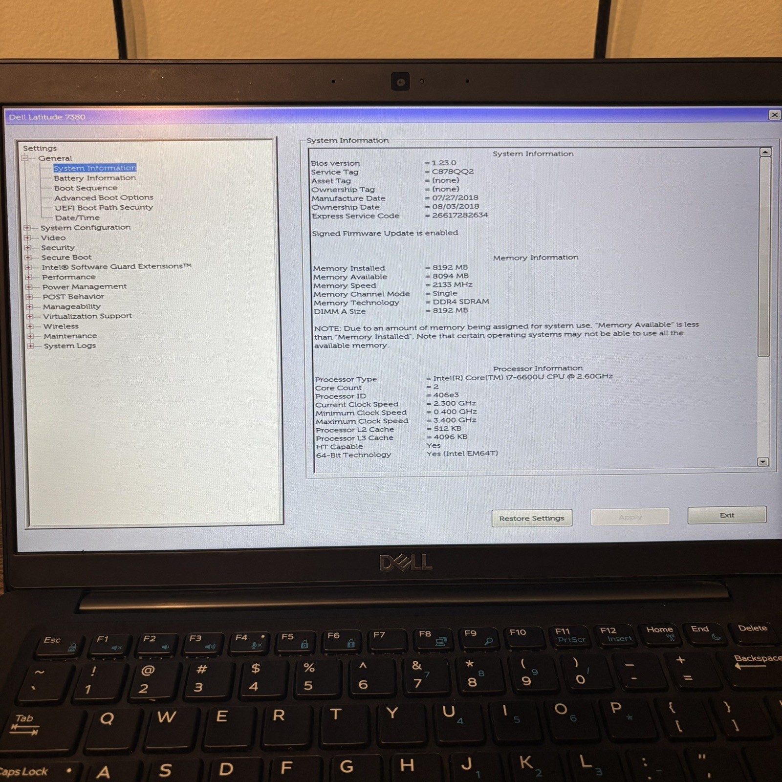 Dell Latitude 7380 i7-6600U 8GB RAM 250GB SSD 13.3” Win11 Pro