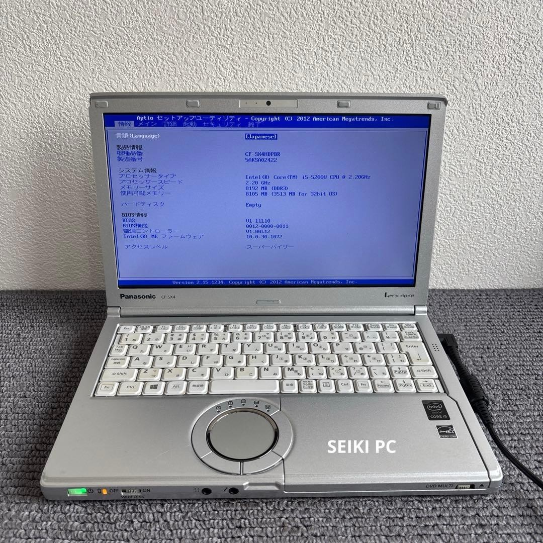 Panasonic Laptop CF-SX4 Core i5 5300U 8GB SSD 512GB Super Multi JANK