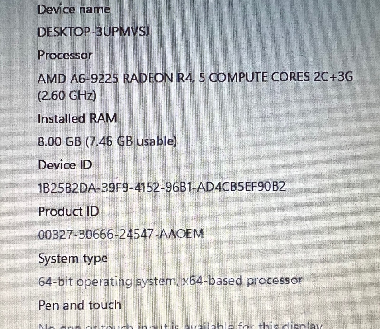 HP 14-cm0004la 14″ Laptop AMD A6-9225 8GB RAM 240gb ssd AS IS