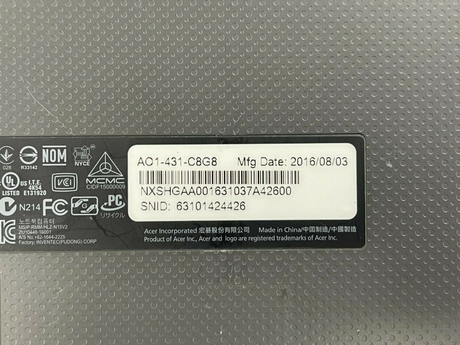 Acer Cloudbook AO1-431-C8G8 14″ Laptop Intel Celeron 2GB RAM 32GB eMMC Win 10