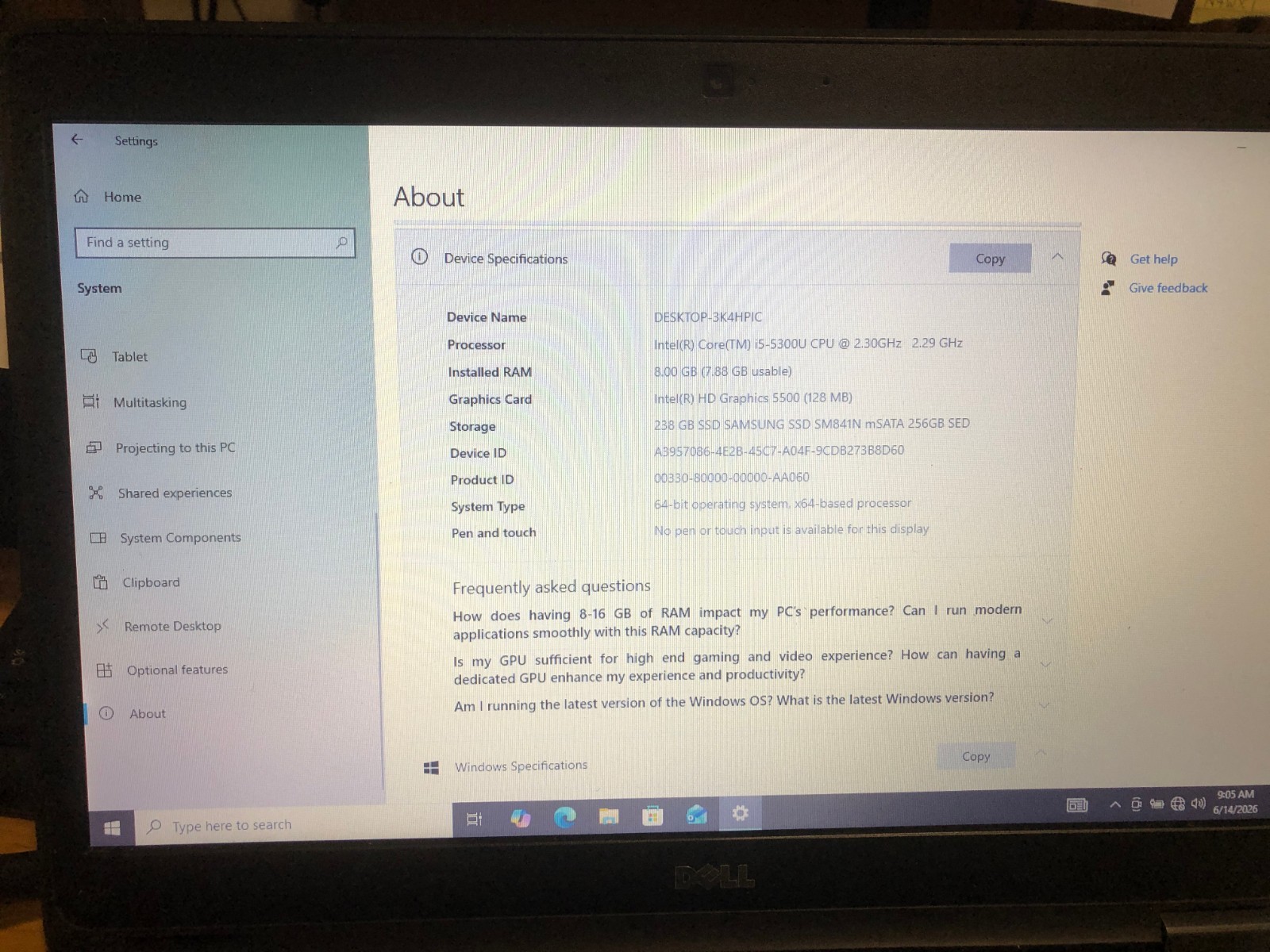 Dell Latitude E5450 (256GB SSD, Intel Core i5-5300U, 2.30 GHz, 8GB RAM
