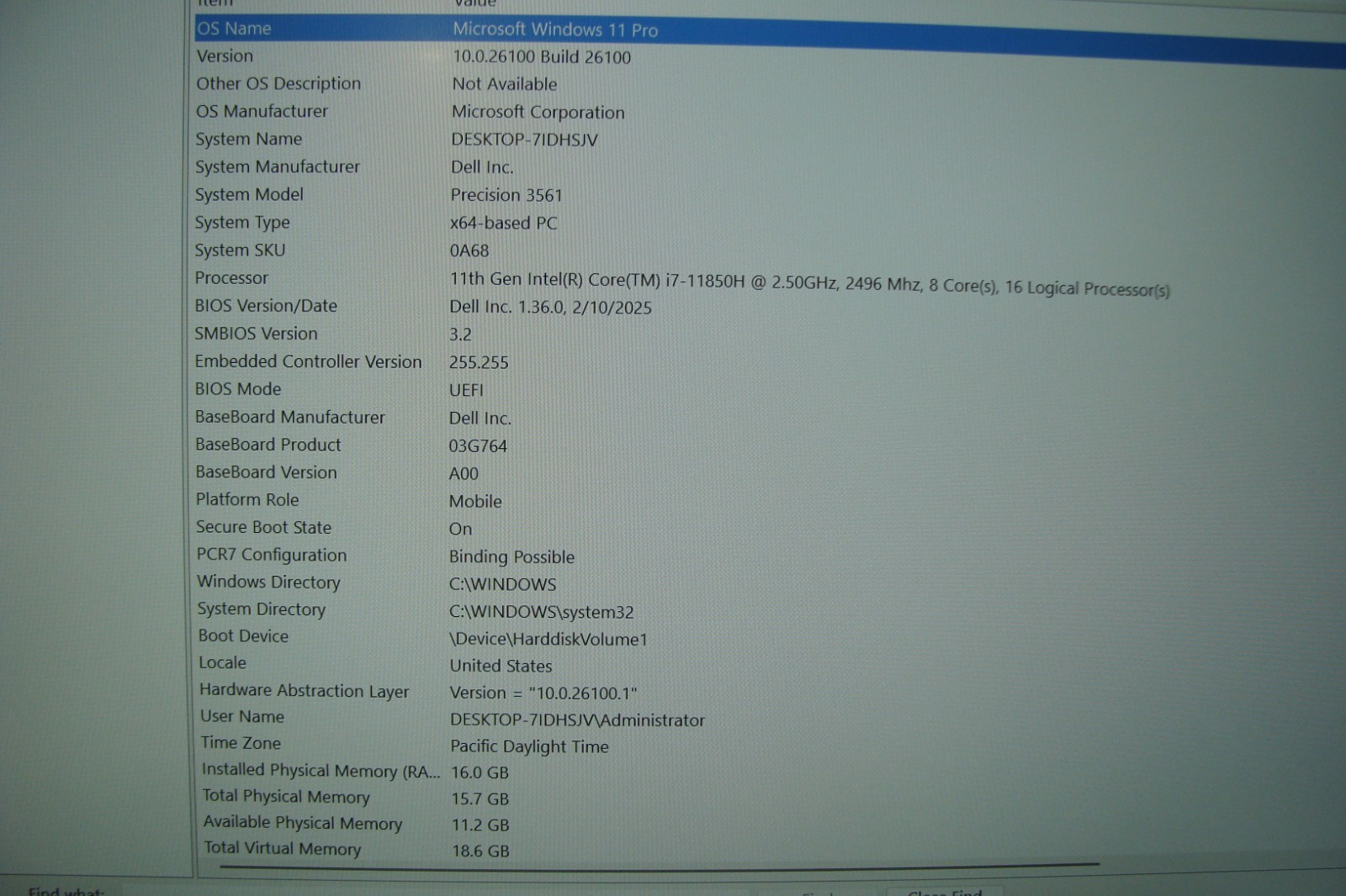 Dell Precision 3561 15.6″FHD vPro i7-11850H 2.5GHz 16GB RAM 512GB SSD NvidiaT600