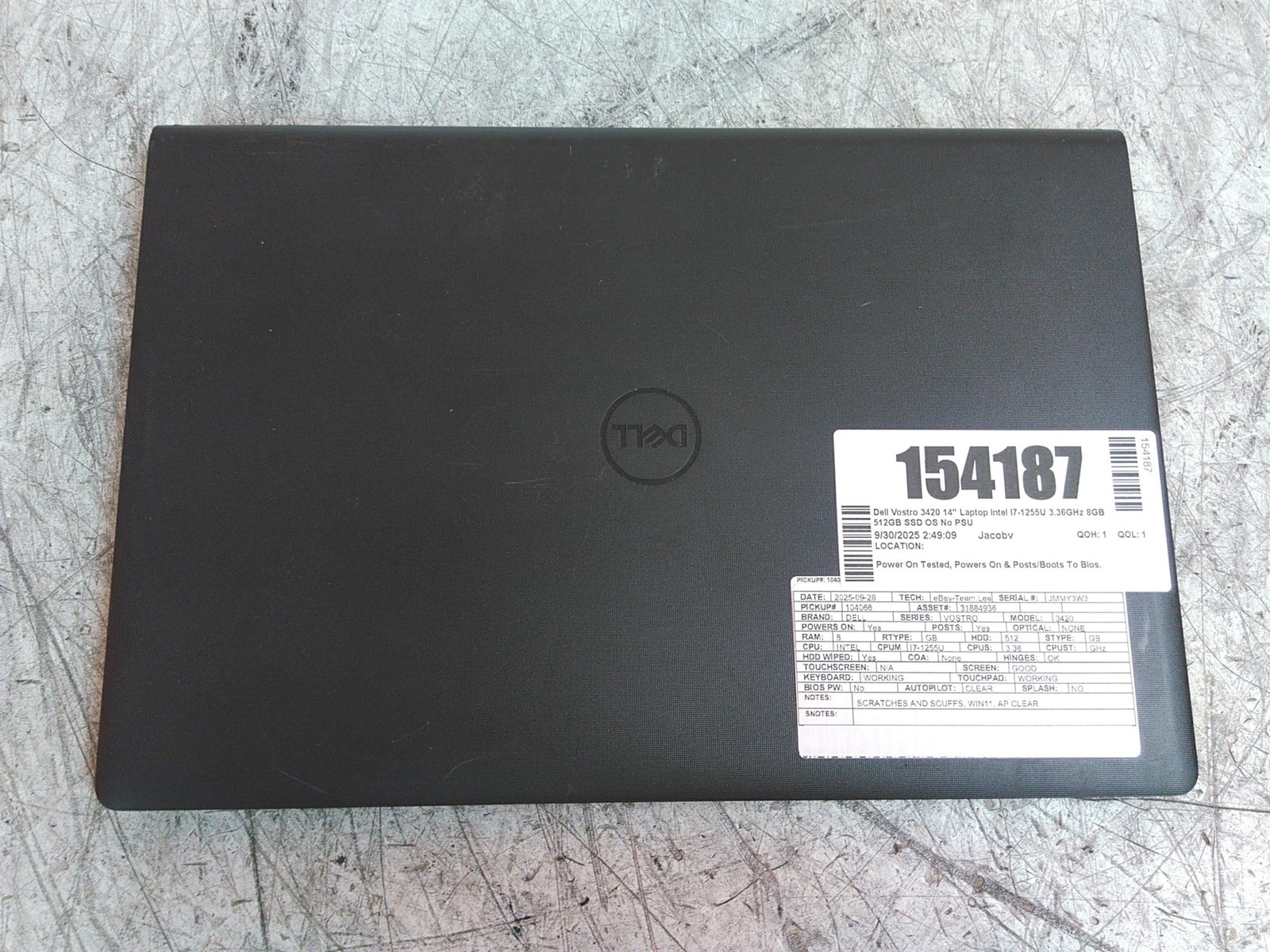 Dell Vostro 3420 14″ Laptop Intel i7-1255U 3.36GHz 8GB 512GB SSD w/ OS No PSU