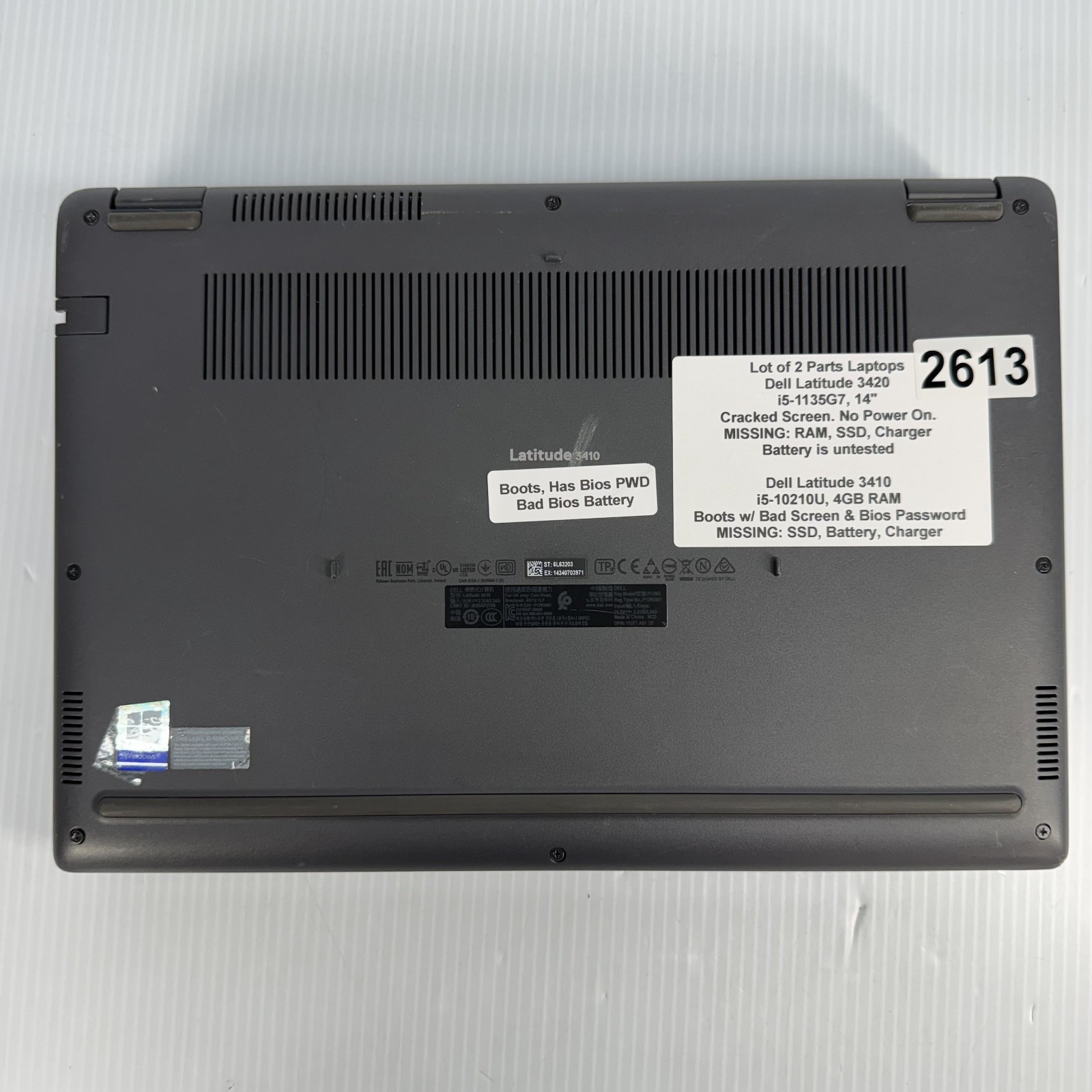 Lot of 2 Laptops Dell Latitude 3420 i5-1135G7 & 3410 i5-10210U 14″ AS IS PARTS