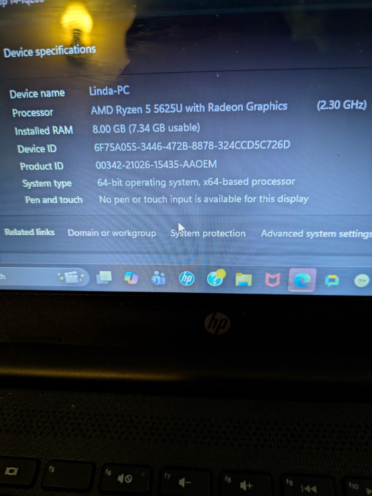HP LAPTOP WITH AMD RYZEN 5 5625U, 8GB RAM, WINDOWS 11, 15.6″ SSD