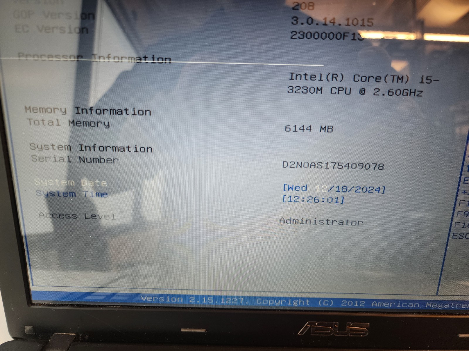 ASUS Q500A Laptop – Intel i5-3230M – 6GB RAM – No Hdd