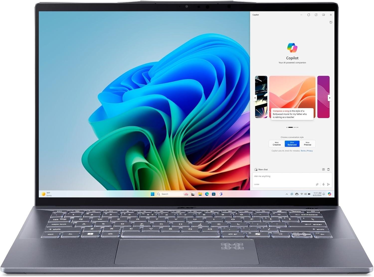 Acer Swift 14 AI Notebook 14.5″ 16GB LPDDR5X 512GB SSD Refurbished