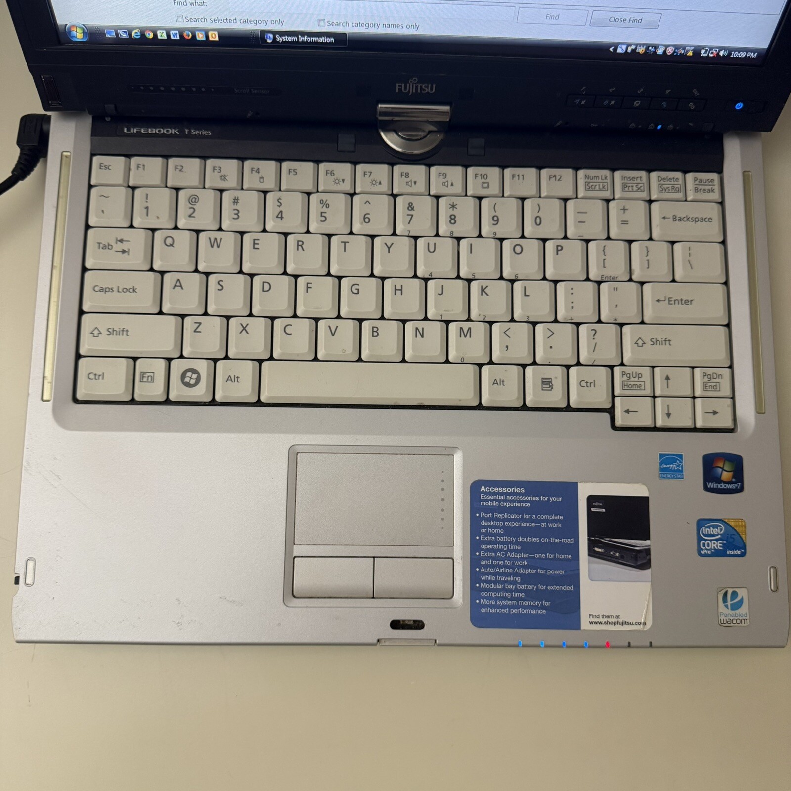 Fujitsu Lifebook T900, Intel core i5-M520 @2.40GHz, 6GB Ram Windows Vista