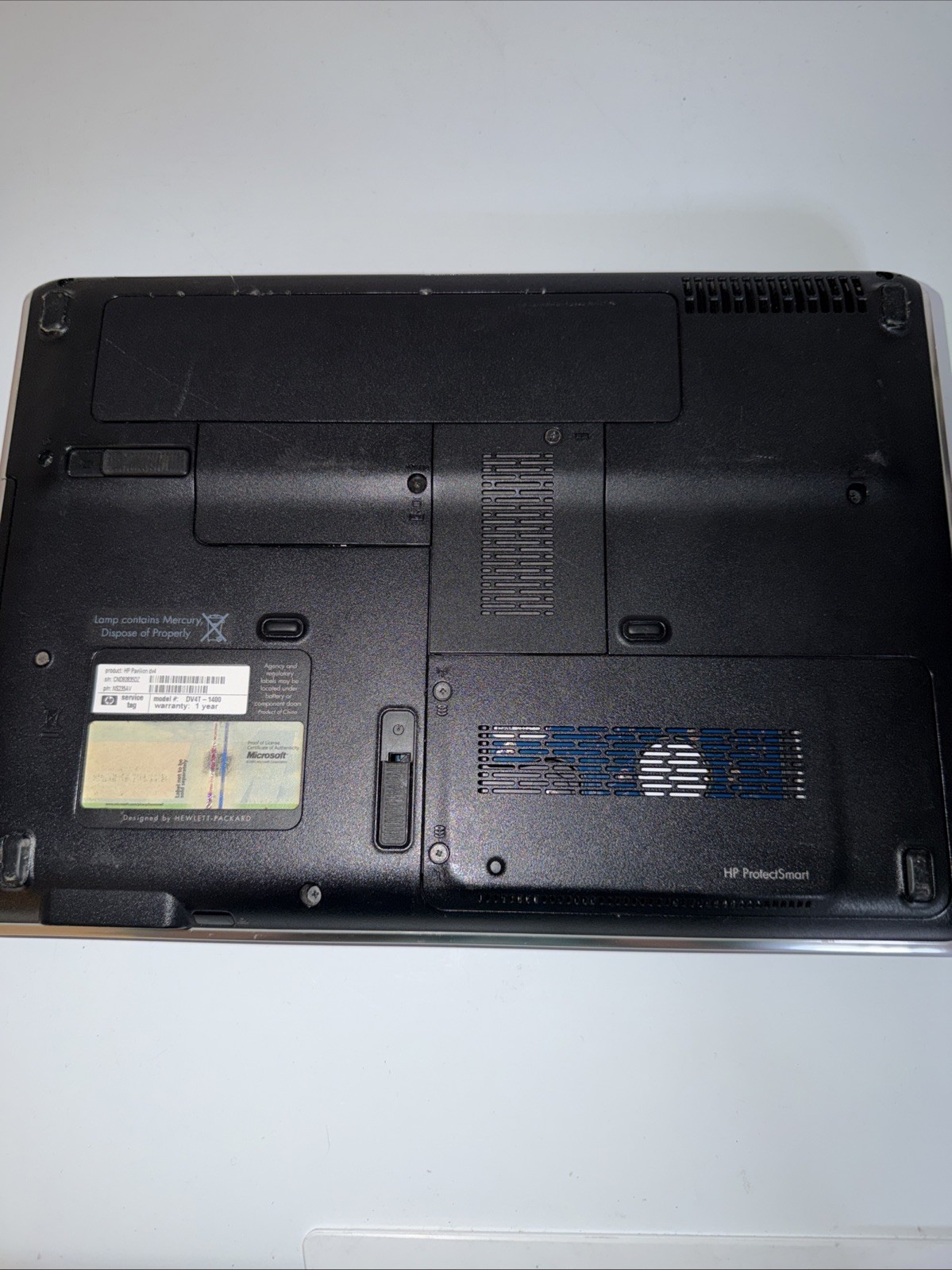 Hp Pavillion dv4 Notebook PC PARTS OR AS IS, 250gb HD, 4GB, win 10, Missing key