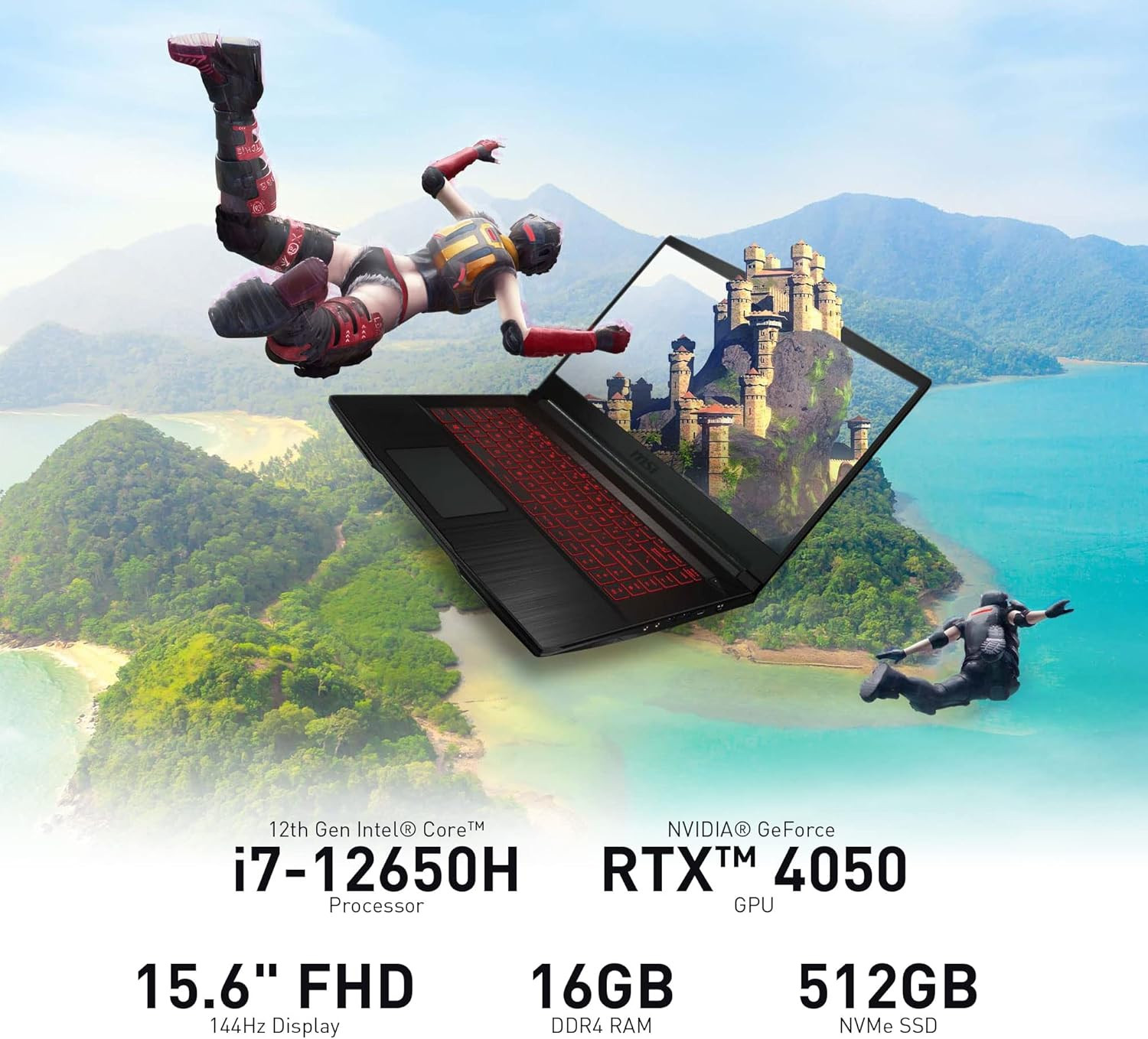 Msi Thin GF63 15.6″ 144Hz Gaming Laptop 12Th Gen Core I7, RTX 4050, 16GB DDR4