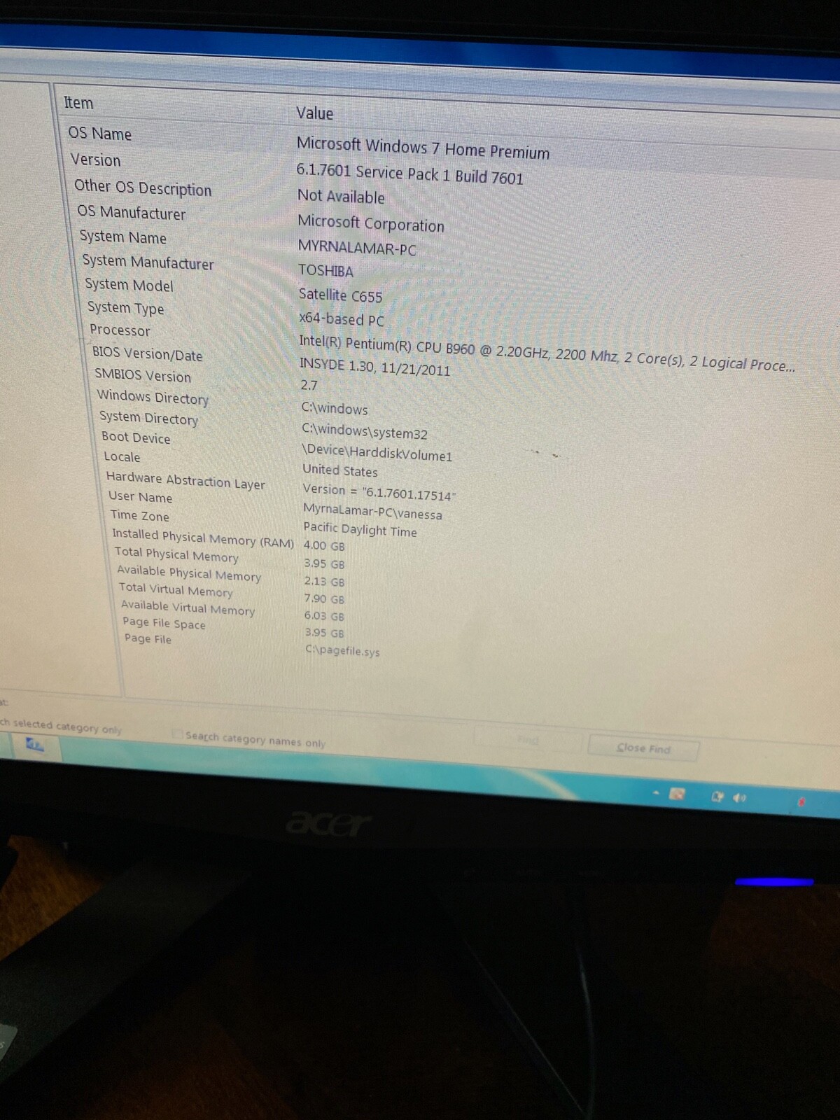 Toshiba Satellite C655 Laptop_Intel Pentium B960 CPU @ 2.20 GHz_4GB RAM_620GB HD