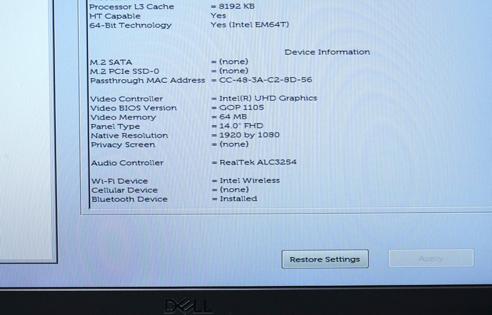 Dell Latitude 7410 Laptop Intel Core i7-10610U @1.80GHz 16GB RAM (No SSD)