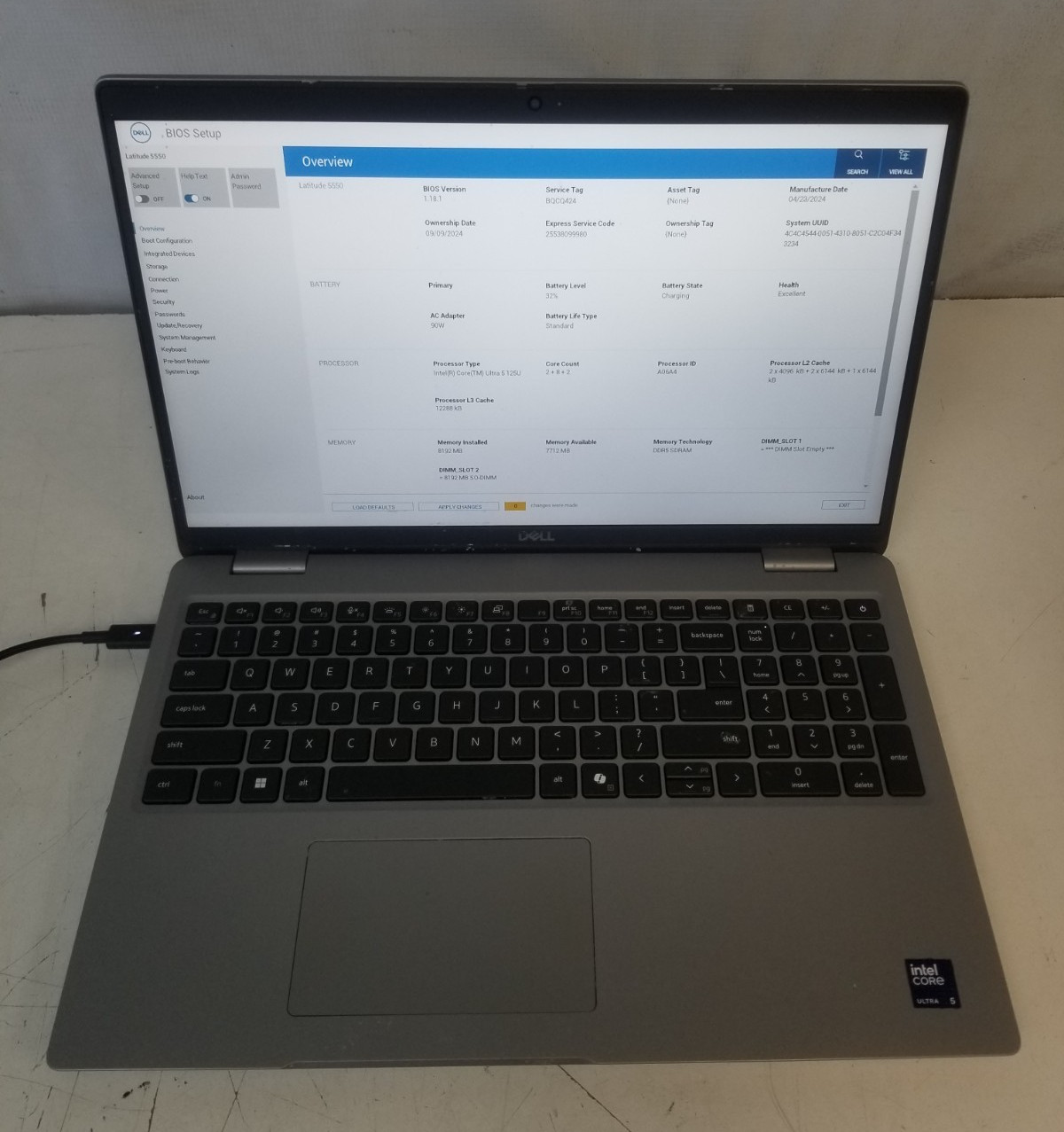 Dell Latitude 5550 / Intel Core Ultra 5 125U / 8GB RAM / No SSD / FREE DELIVERY