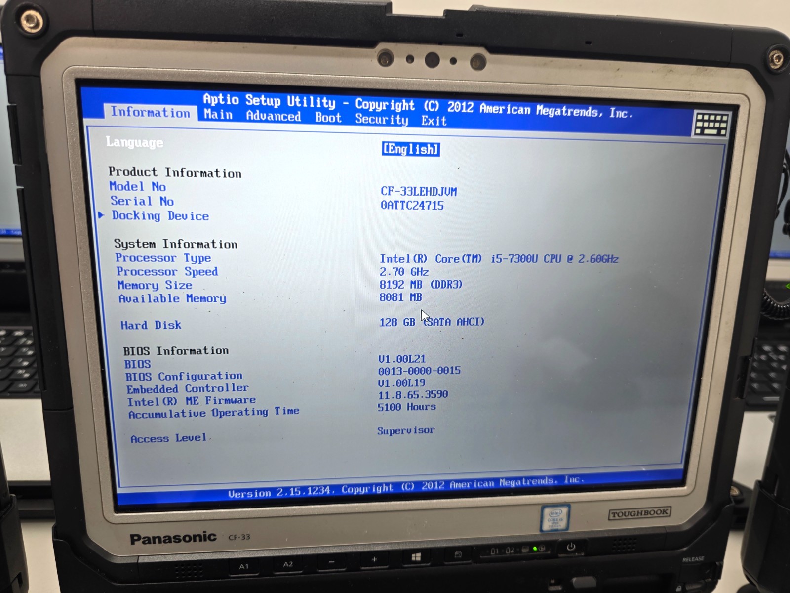 Lot 10 Panasonic Toughbook CF-33 i5 8GB 128GB Barcode LTE Rugged PCs