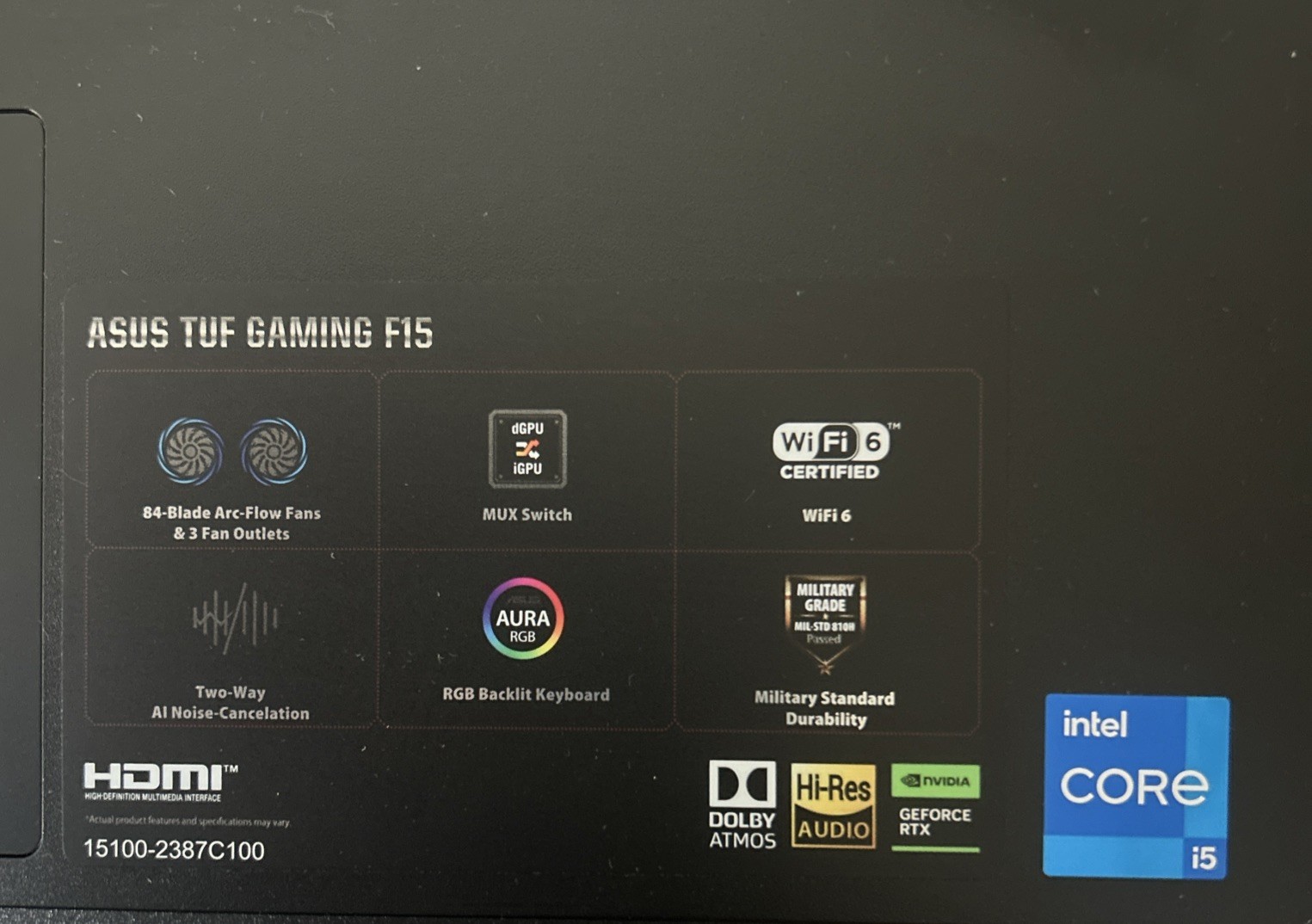 TUF Gaming Laptop FX507ZC-RS51 15.6 inch Windows 11, Wifi 6, 512GB, Mecha Gray