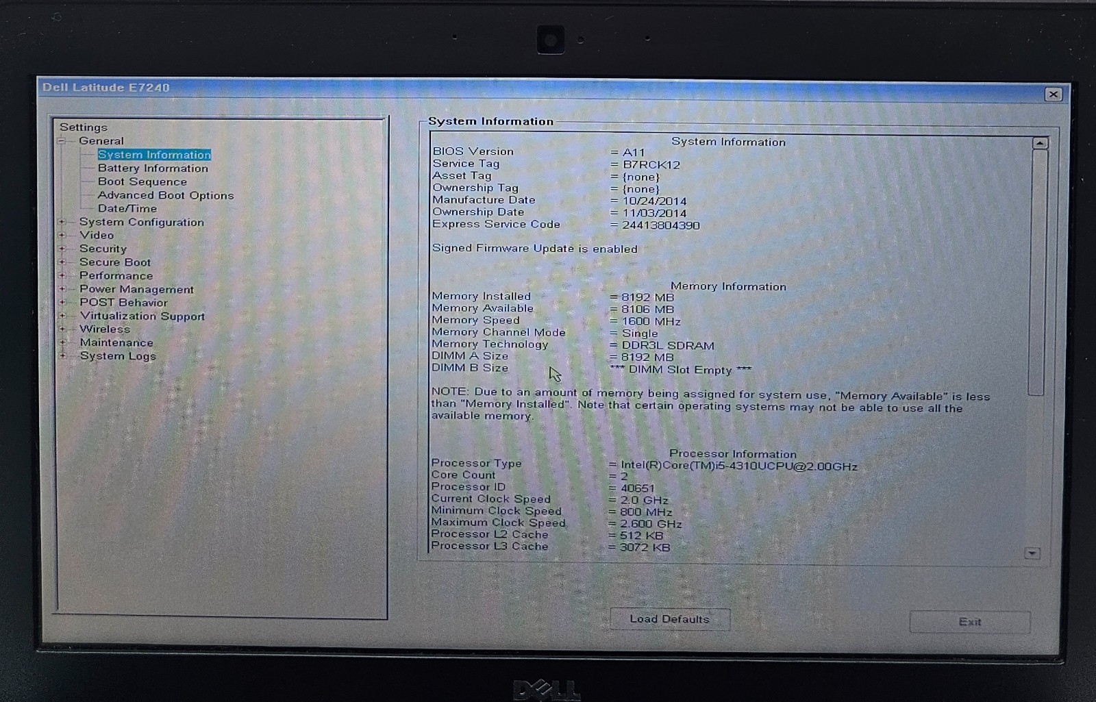 Dell Latitude E7240 12.5″ Laptop Intel Core i5-4310U 8GB Ram NO HD/OS (FL)