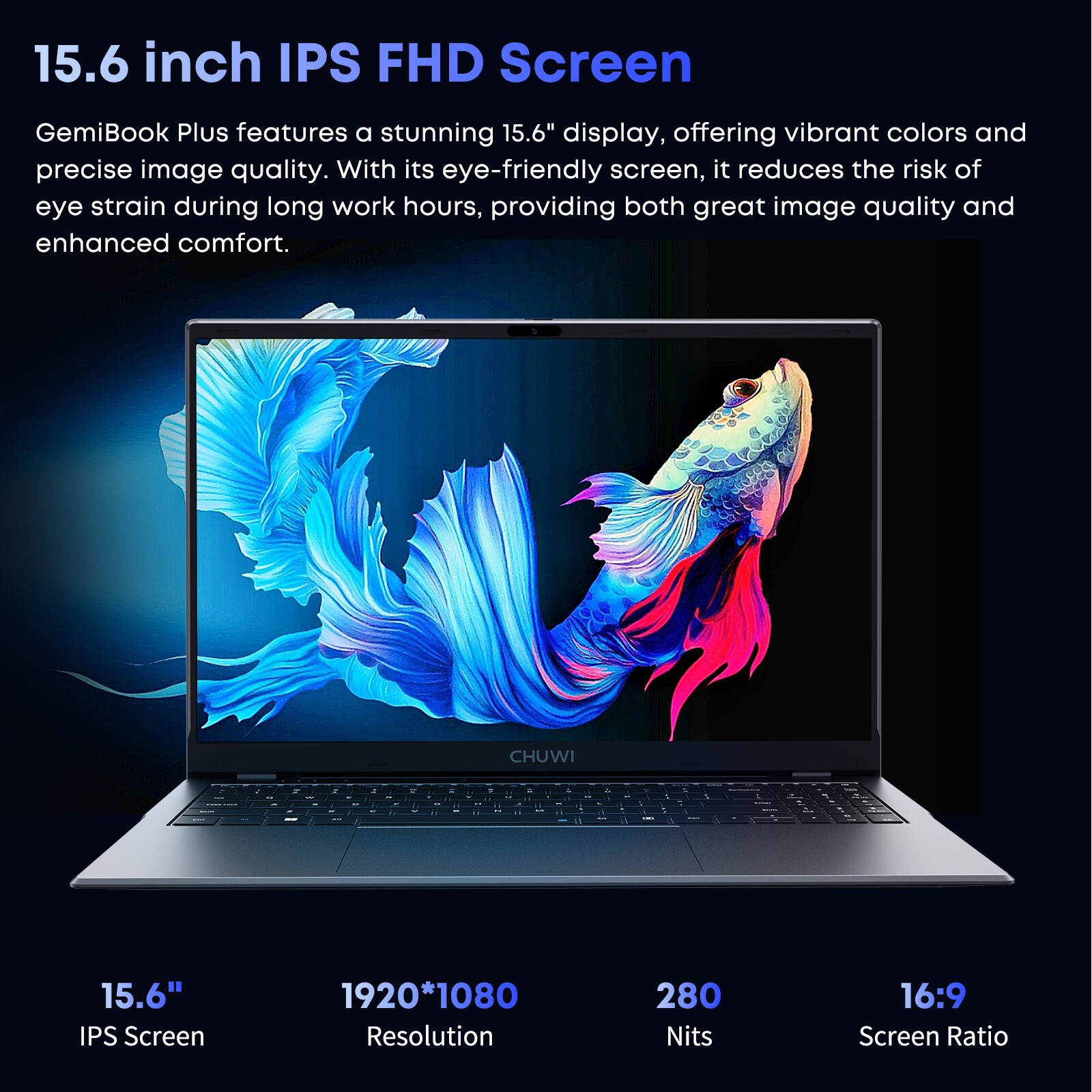CHUWI 15.6” GemiBook Plus Laptop Intel N100 8GB DDR5 256GB SSD Windwos 11 PC