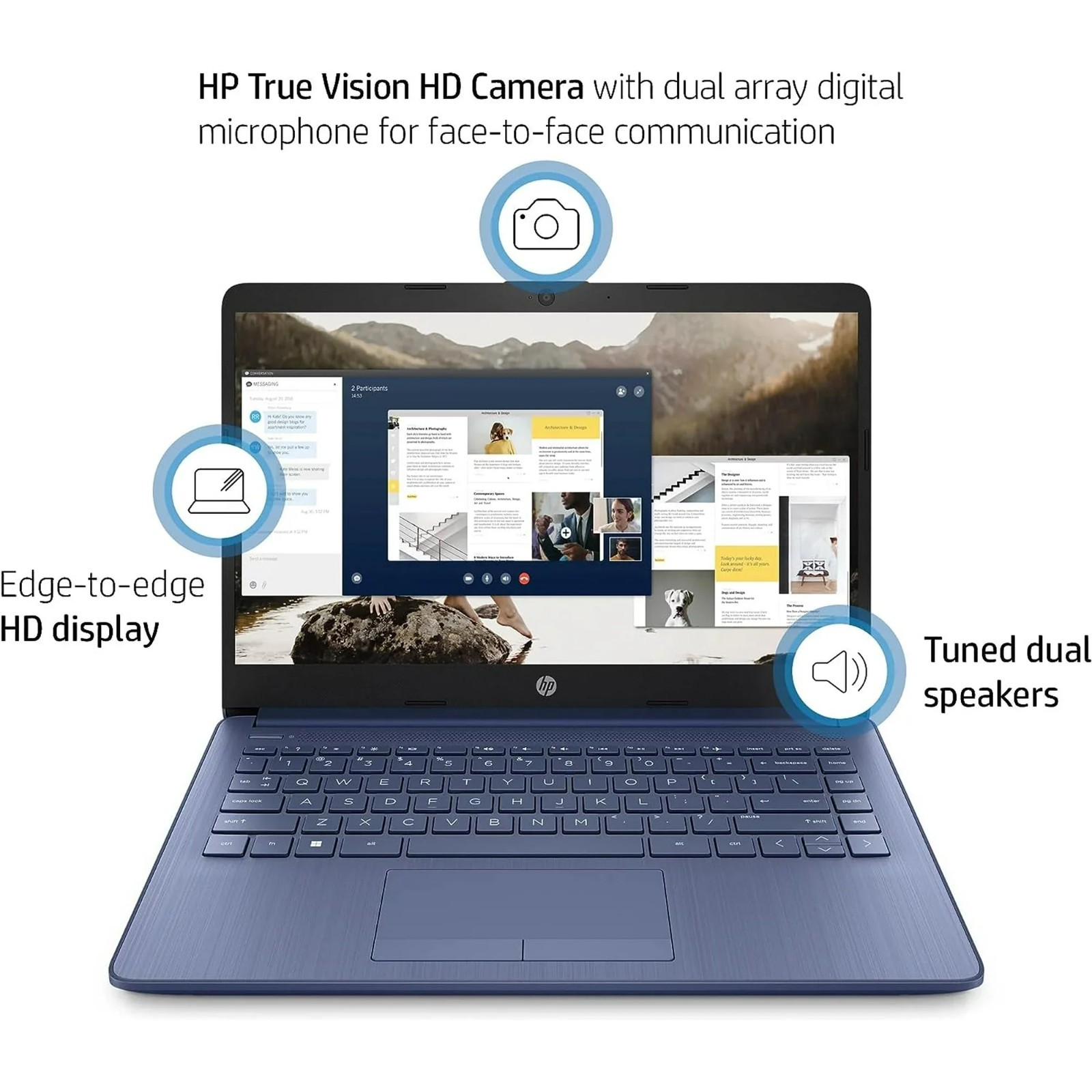 HP Stream 14-CF2111WM 14” (64GB eMMC Intel Celeron N4120 4GB RAM) Laptop – Blue