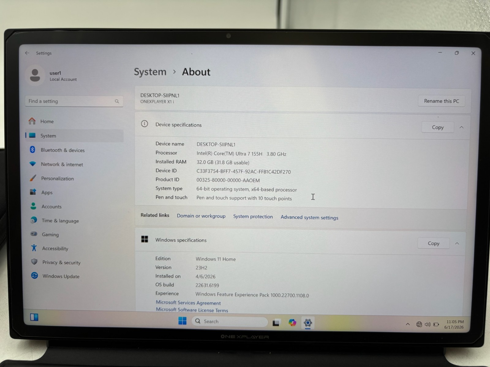 ONEXPLAYER X1 i 3-in-1 Gaming PC 10.95″ 32 GB RAM Ultra 7 155H 2 TB SSD