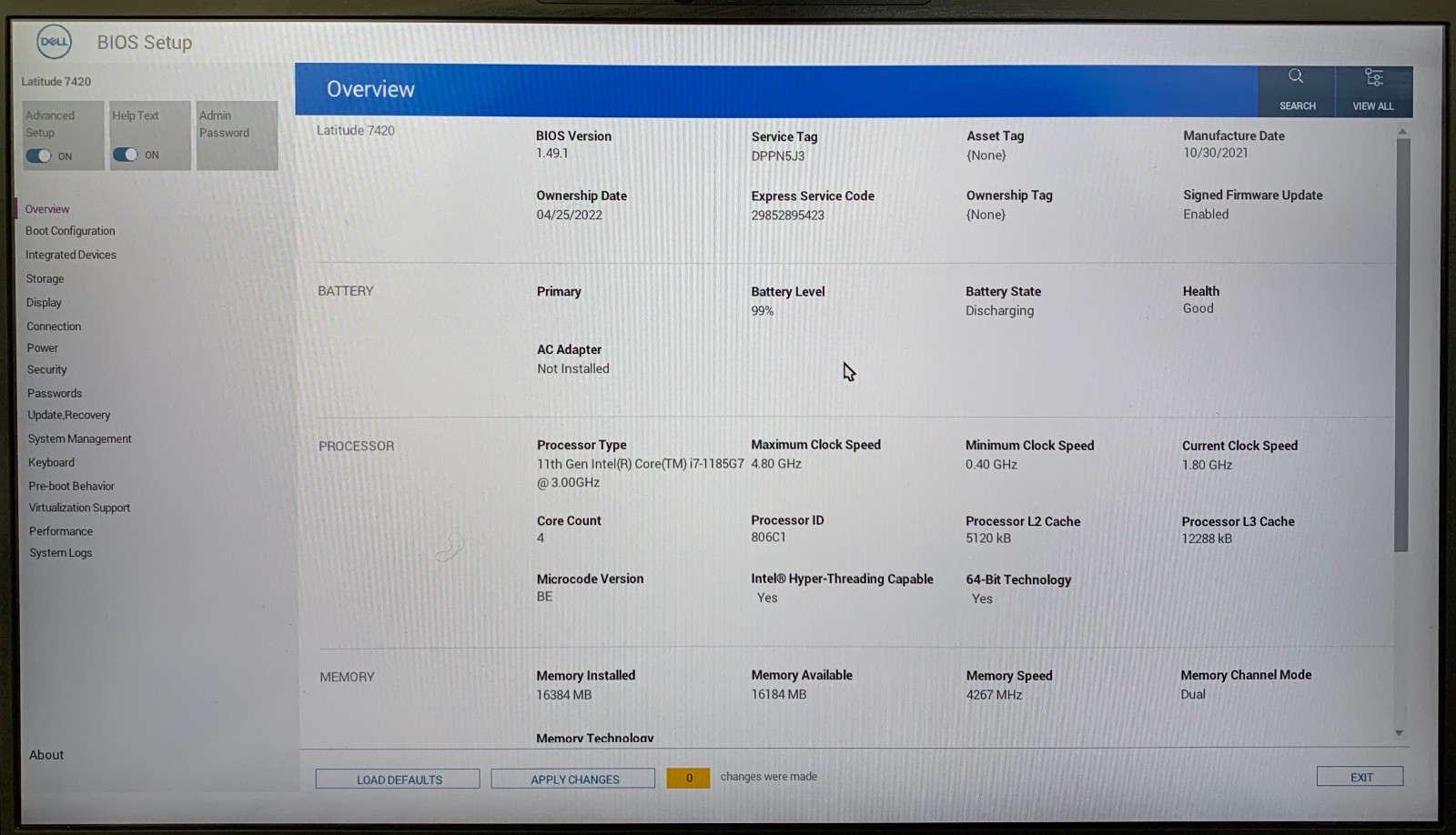Dell Latitude 7420 14″ Laptop i7-1185G7 16GB RAM 512GB NVMe