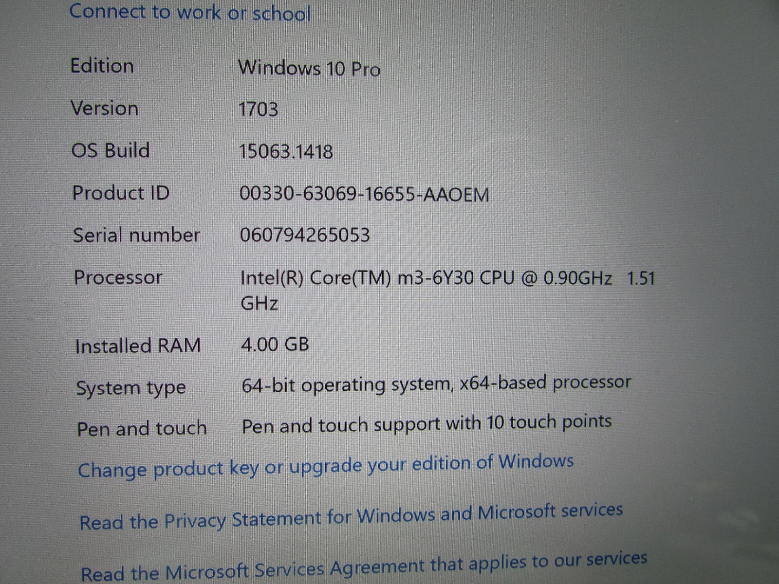 microsoft surface 1703 m3-6Y30 w/ bluetooth keyboard & case