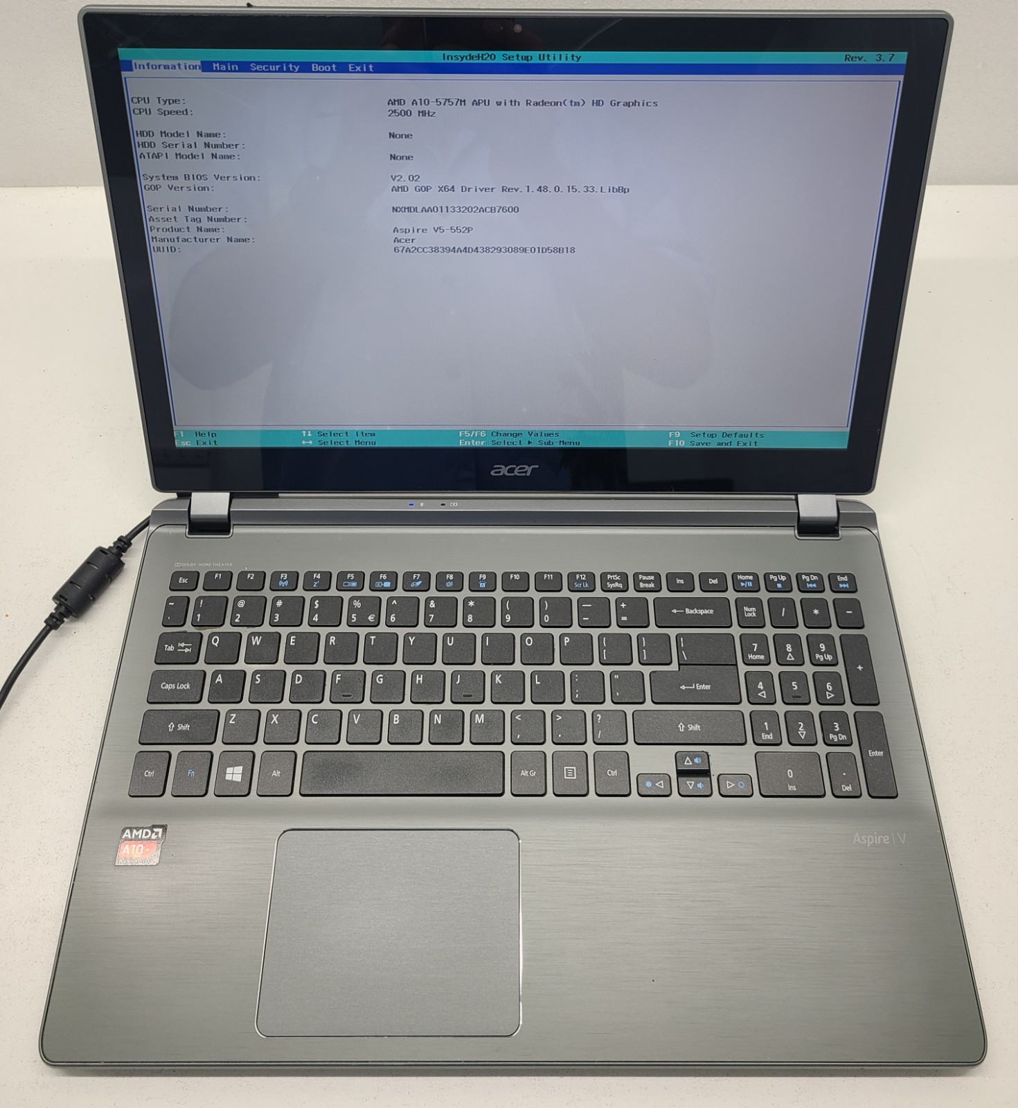 Acer Aspire V5-552P 15.6″ Laptop AMD A10-5757M 4GB RAM NO HD/OS (FL)