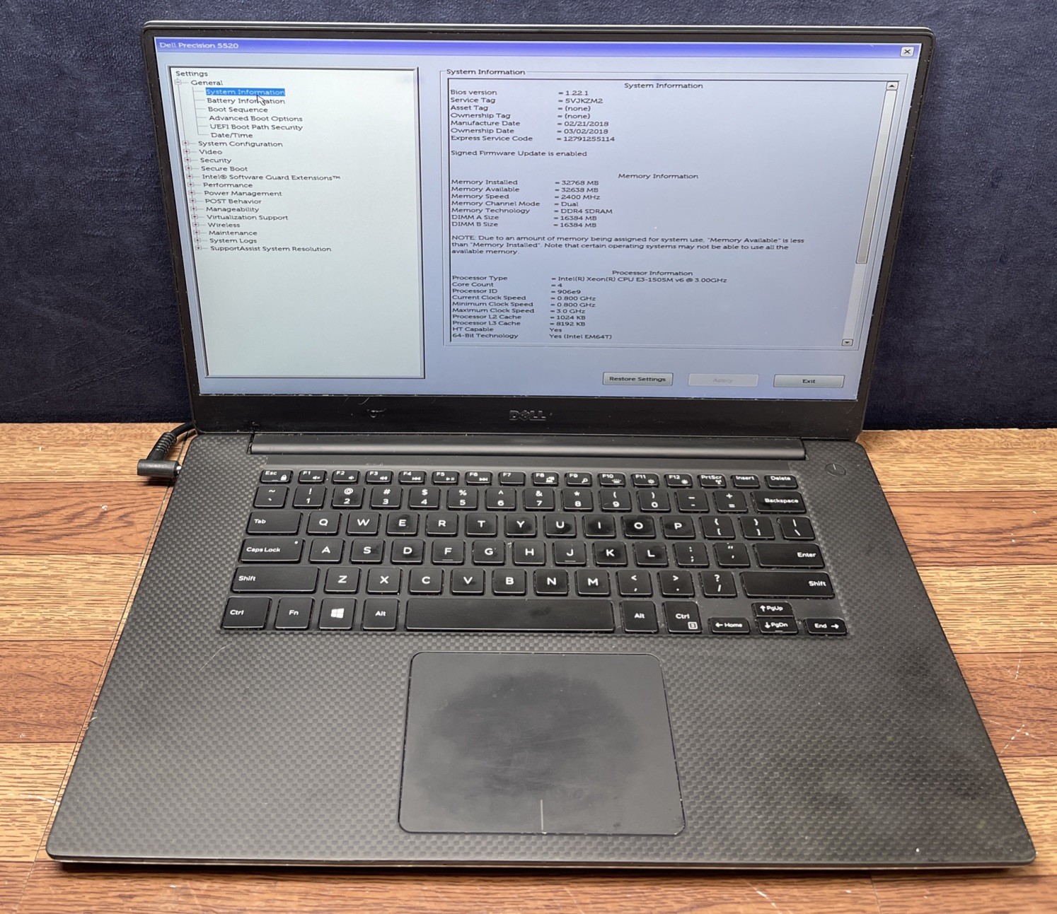Dell Precision 5520 Intel Xeon E3-1505M V6 3.00 GHz 32GB RAM 512GB SSD NO OS