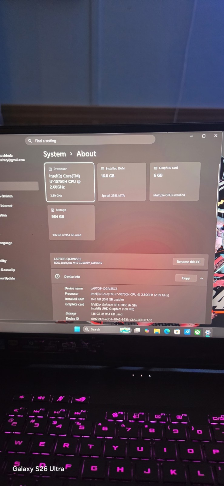 ASUS ROG Zephyrus M15 Gaming Laptop i7-10750H RTX 2060 16GB