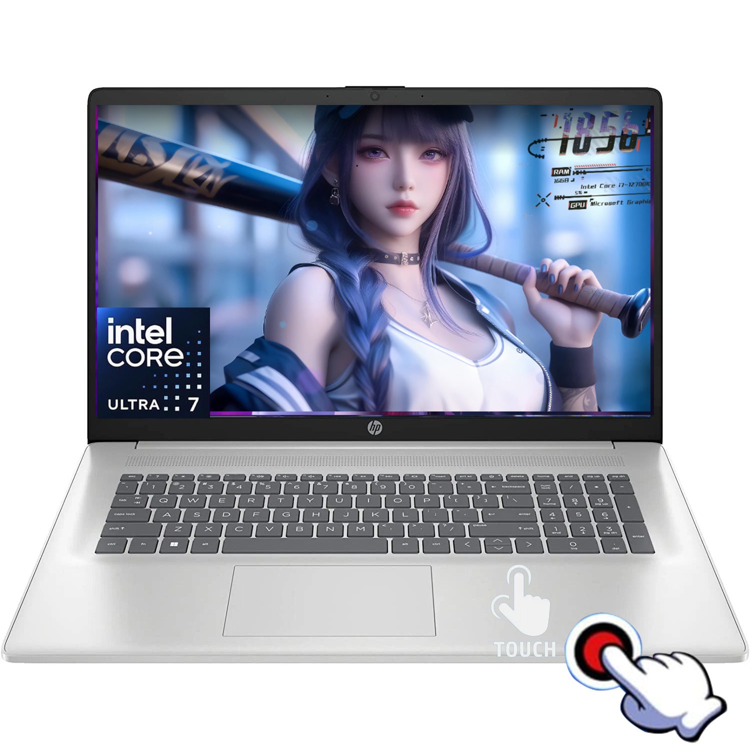 HP 17-CN5075CL 17.3″Touch Laptop, Intel Core Ultra 7 255U 64GB RAM 2TSSD