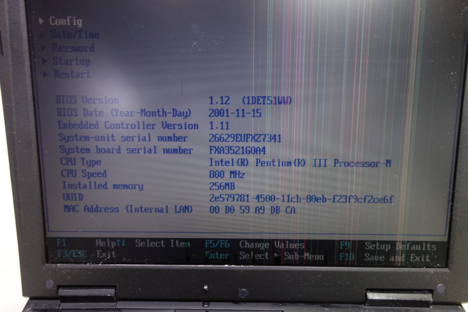 IBM Thinkpad X22 2662 12.1” Laptop Intel Pentium III 800MHz 256MB Screen damage