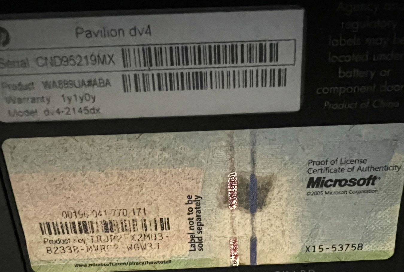 HP Pavillion Laptop dv4-2145dx Untested