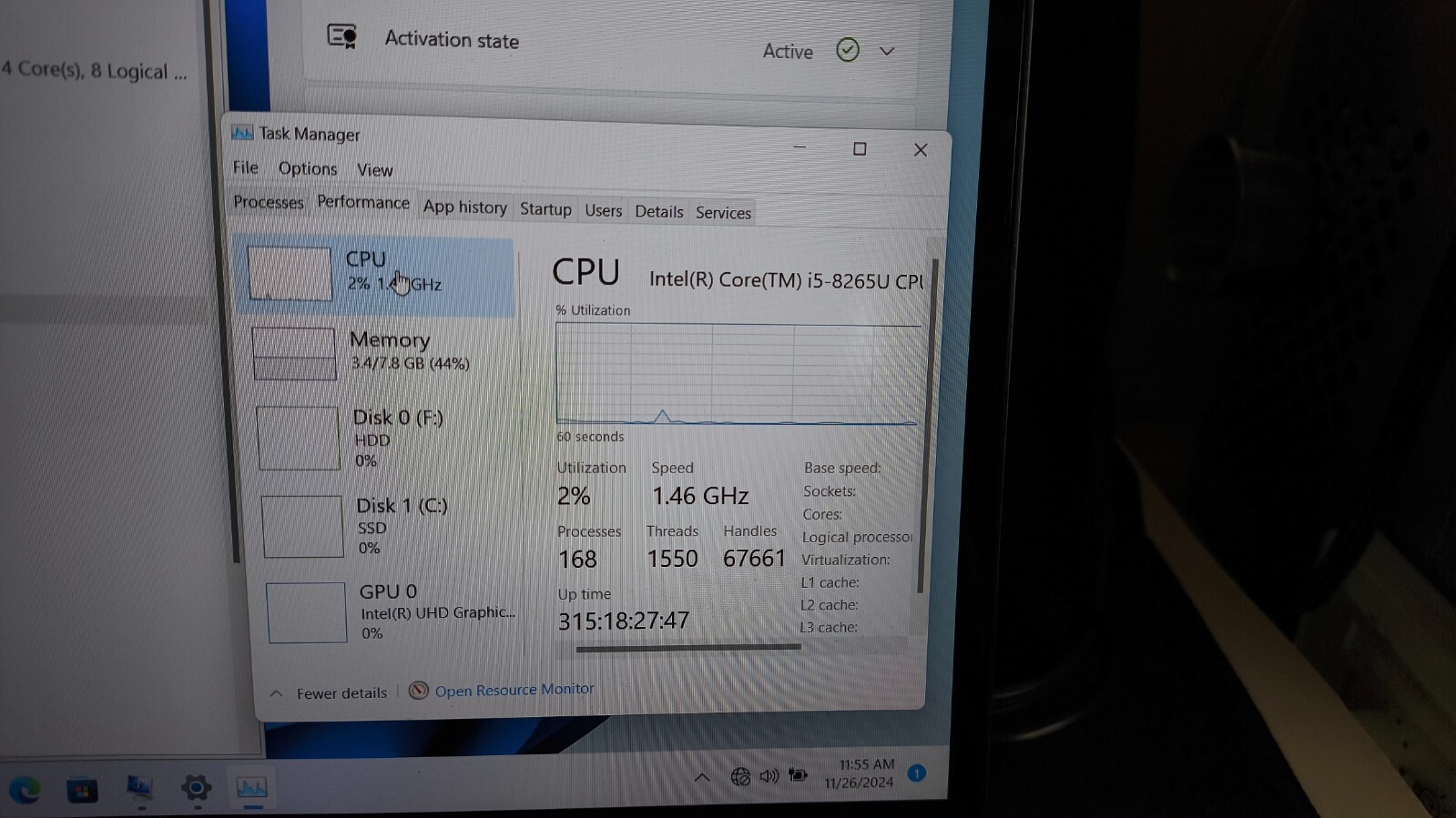 Dell Inspiron 15 7000 Intel Core i5-8265U 8GB 1TB HD/SSD W11 Touchscreen