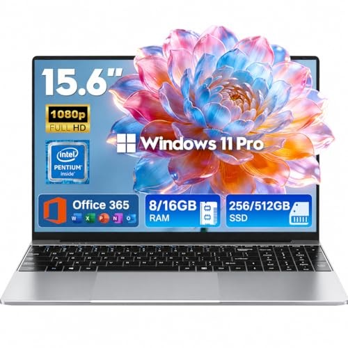 2026 Laptops Computer,15.6″ Windows 11 Pro Laptop 15.6 Inches Silver 256 GB