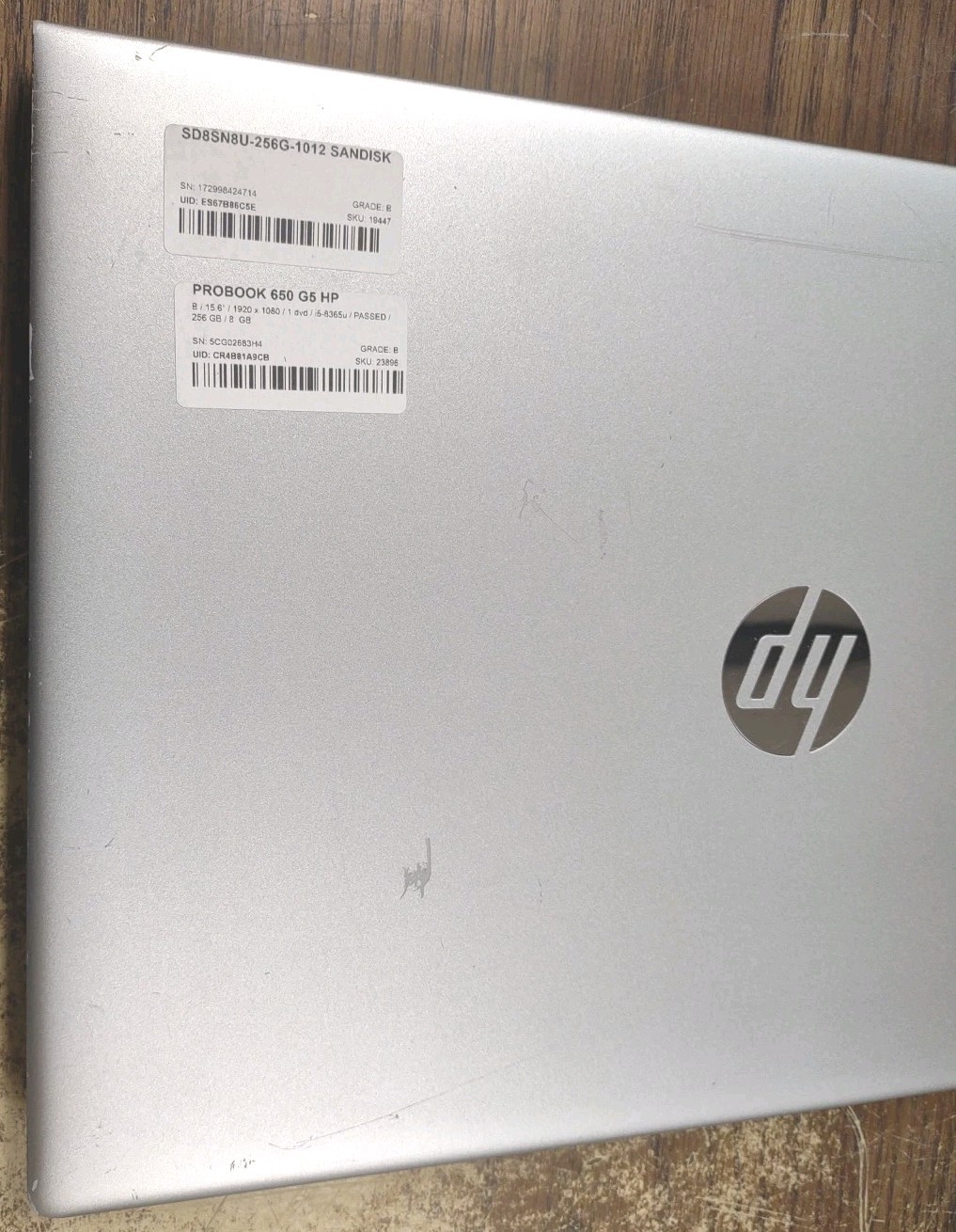HP ProBook 650 G5 15.6″ W/ Intel i5-8365U @ 1.6GHz, 8GB, 256GB.