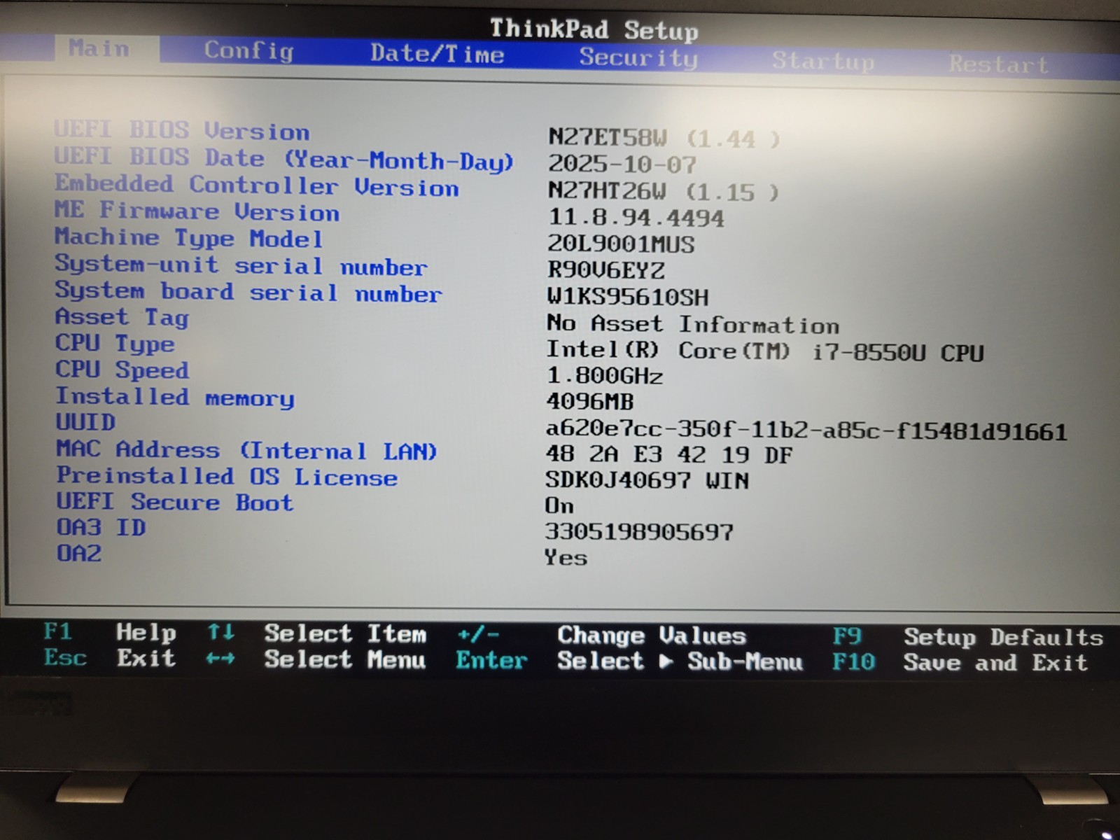 Lenovo ThinkPad T580 i7-8550U 4GB RAM *AS IS/No HDD/No OS/*BIOS* | LP475
