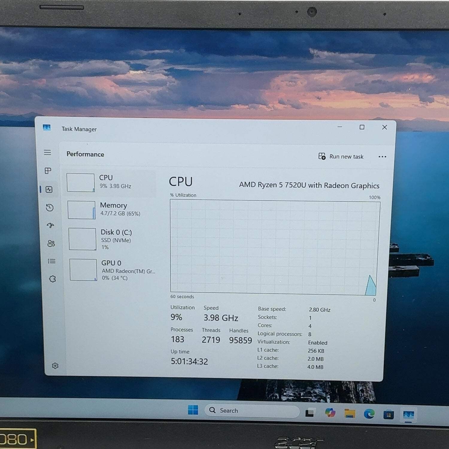 Acer Aspire Go 15 N23C3 15.6″ Ryzen 5 7520U 2.8GHz 8GB RAM 512GB SSD
