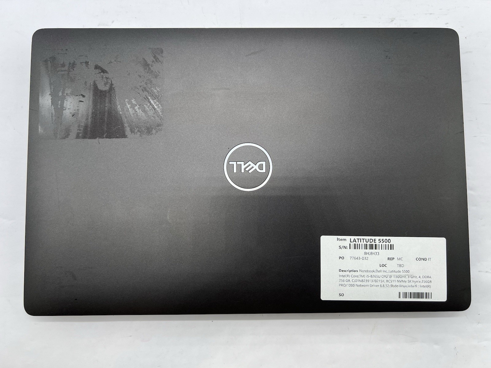 Dell Latitude 5500, i5-8265U CPU, @ 1.60GHz, 8GB RAM, 256GB NVMe- No OS/Charger