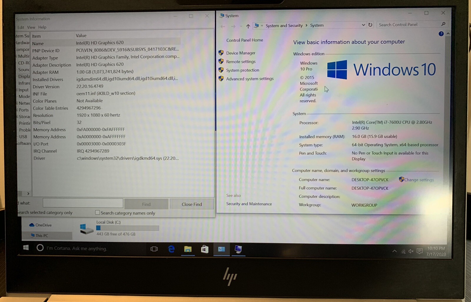HP EliteBook 1040 G4| i7-7600U| 2.8GHz | 16GB RAM|51 2 GB SSD |Finger Print| 14″