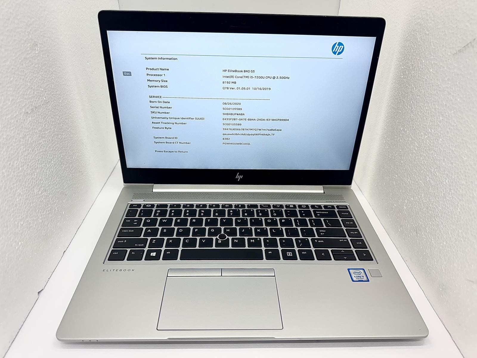 HP EliteBook 840 G5, Intel Core i5-7200U CPU @ 2.50GHz, 8GB RAM, 256GB NVMe 4390